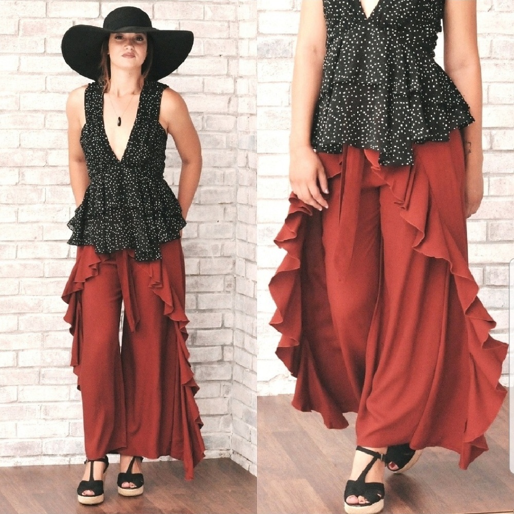 ⬇️🎉HP🎉✴LAST 1✴Ruffle Tie Waist Pants